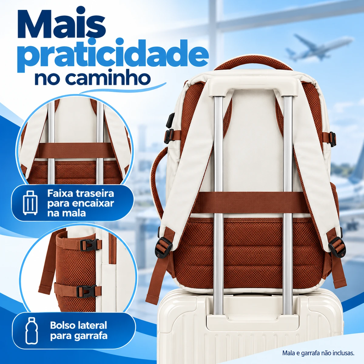Como usar, transportar ou conservar Mochila de viagem com abertura 180°